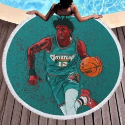 Ja Morant Excellent NBA Basketball Player Round Beach Towel 1