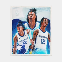 Ja Morant Exciting NBA Basketball Player Sherpa Fleece Blanket 1