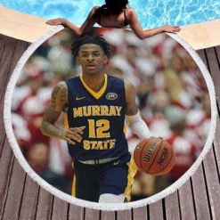 Ja Morant Popular NBA Basketball Player Round Beach Towel 1