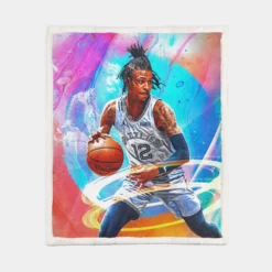 Ja Morant Strong NBA Basketball Player Sherpa Fleece Blanket 1