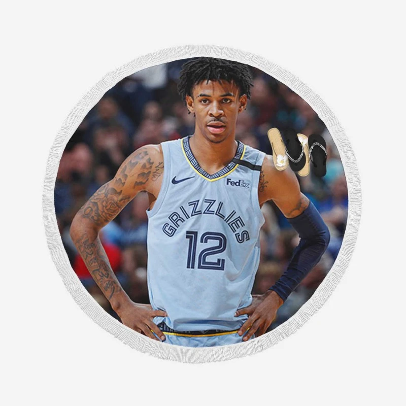 Ja Morant Top Ranked NBA Basketball Player Round Beach Towel