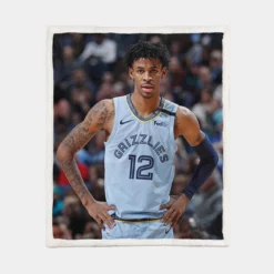 Ja Morant Top Ranked NBA Basketball Player Sherpa Fleece Blanket 1