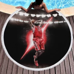 James Harden Classic NBA Basketball Player Round Beach Towel 1