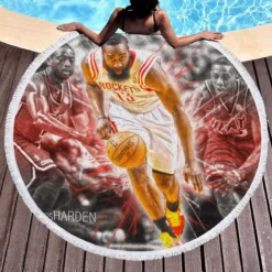 James Harden Exciting NBA Basketball Player Round Beach Towel 1