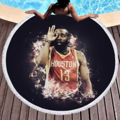 James Harden Philadelphia 76ers Top Player Round Beach Towel 1