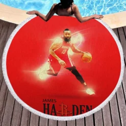 James Harden Popular NBA Basketball Player Round Beach Towel 1