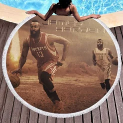 James Harden Strong NBA Basketball Player Round Beach Towel 1