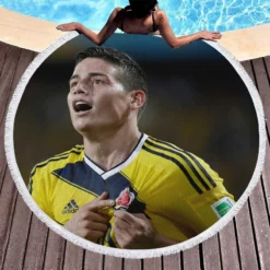 James Rodriguez Colombian Football Player Round Beach Towel 1