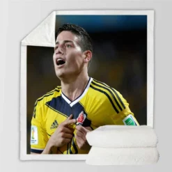 James Rodriguez Colombian Football Player Sherpa Fleece Blanket