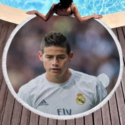 James Rodriguez Colombian Football Player on National Team Round Beach Towel 1