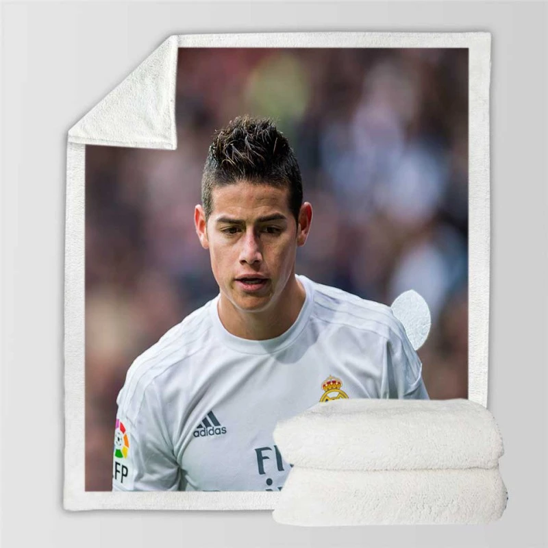 James Rodriguez Colombian Football Player on National Team Sherpa Fleece Blanket