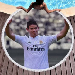 James Rodriguez Energetic Real Madrid Football Player Round Beach Towel 1