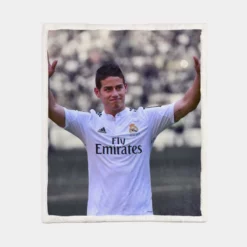 James Rodriguez Energetic Real Madrid Football Player Sherpa Fleece Blanket 1