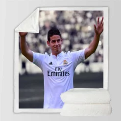 James Rodriguez Energetic Real Madrid Football Player Sherpa Fleece Blanket