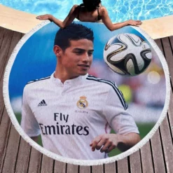 James Rodriguez Popular Real Madrid Football Player Round Beach Towel 1