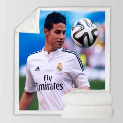 James Rodriguez Popular Real Madrid Football Player Sherpa Fleece Blanket