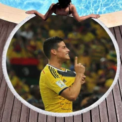 James Rodriguez Top Colombian Football Player Round Beach Towel 1