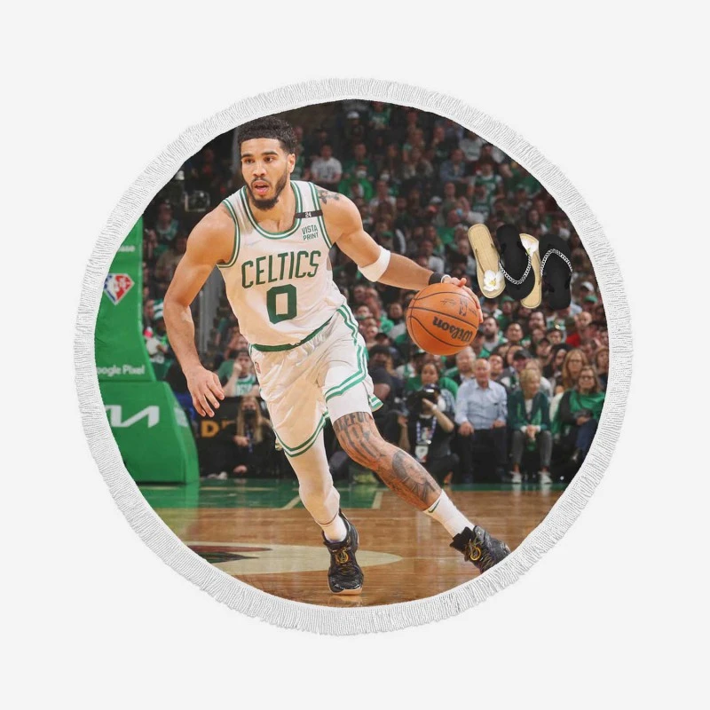 Jayson Tatum Professional NBA Basketball Player Round Beach Towel