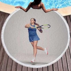 Jelena Ostapenko Popular Tennis Player Round Beach Towel 1
