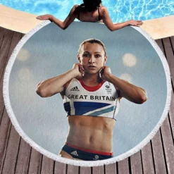 Jessica Ennis Professional Russian Athlete Long Jumper Round Beach Towel 1