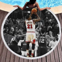 Jimmy Butler  Chicago Bulls Professional NBA Basketball Player Round Beach Towel 1