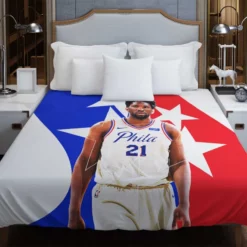 Joel Embiid Professional NBA Basketball Player Duvet Cover