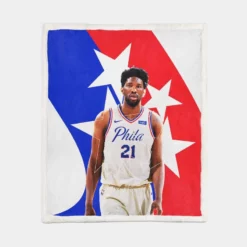 Joel Embiid Professional NBA Basketball Player Sherpa Fleece Blanket 1