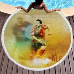 Jordi Alba Spanish Professional Football Club Round Beach Towel 1