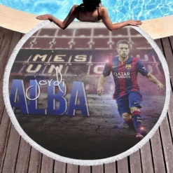 Jordi Alba Top Ranked Spanish Player Round Beach Towel 1