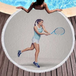 Julia GOrges Popular German Tennis Player Round Beach Towel 1