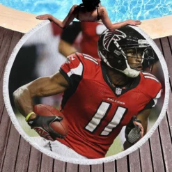 Julio Jones Energetic NFL Football Player Round Beach Towel 1