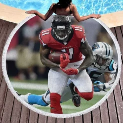 Julio Jones Popular NFL Football Player Round Beach Towel 1