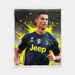 Juve Coppa Italia Sports Player Cristiano Ronaldo Sherpa Fleece Blanket 1