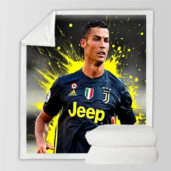 Juve Coppa Italia Sports Player Cristiano Ronaldo Sherpa Fleece Blanket