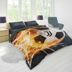 Juve Fire Ball Football Design Logo Duvet Cover 1