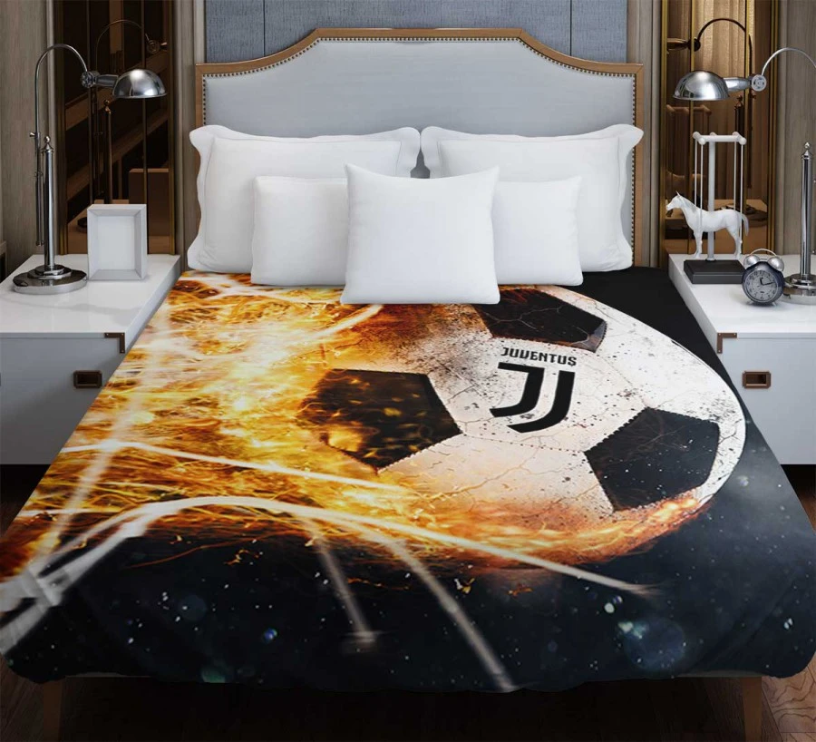 Juve Fire Ball Football Design Logo Duvet Cover