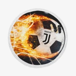 Juve Fire Ball Football Design Logo Round Beach Towel