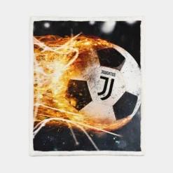 Juve Fire Ball Football Design Logo Sherpa Fleece Blanket 1