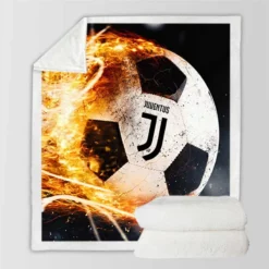 Juve Fire Ball Football Design Logo Sherpa Fleece Blanket