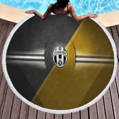 Juve Turin City Soccer Club Logo Round Beach Towel 1