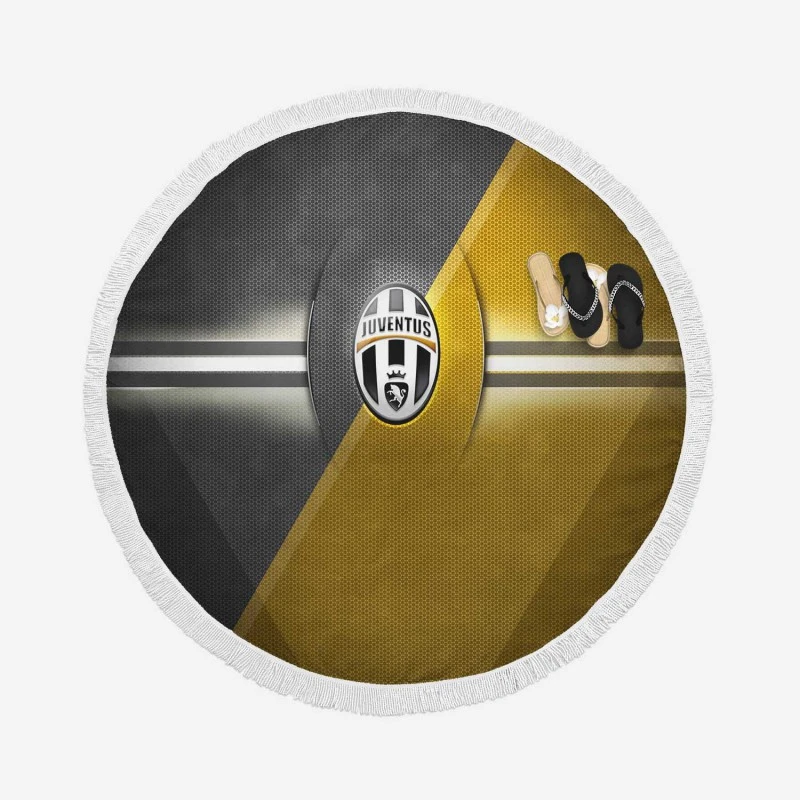 Juve Turin City Soccer Club Logo Round Beach Towel