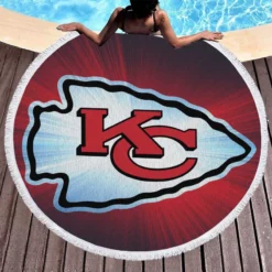 Kansas City Chiefs Professional NFL Football Club Round Beach Towel 1
