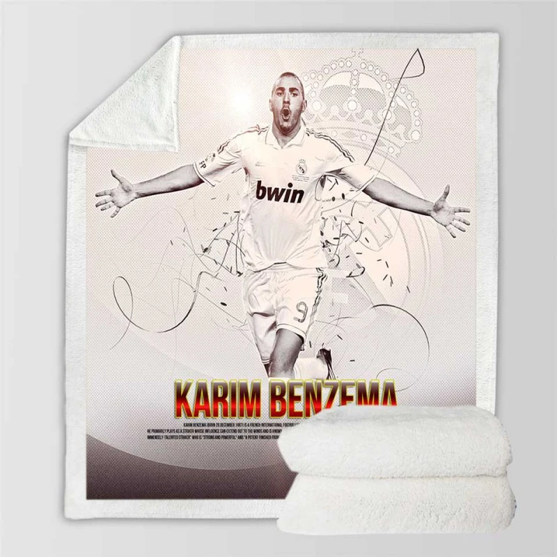 Karim Benzema Copa del Rey Sports Player Sherpa Fleece Blanket