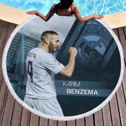 Karim Benzema Elite Madrid Sports Player Round Beach Towel 1