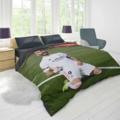 Karim Benzema Encouraging Football Player Duvet Cover 1