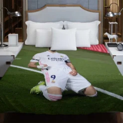 Karim Benzema Encouraging Football Player Duvet Cover