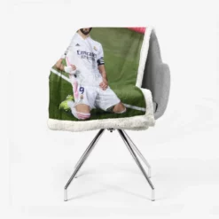 Karim Benzema Encouraging Football Player Sherpa Fleece Blanket 2