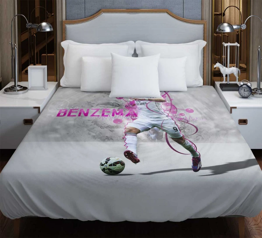 Karim Benzema Energetic Football Player Duvet Cover