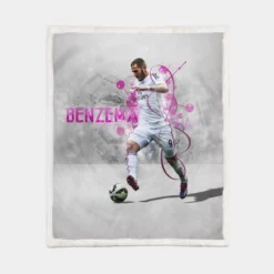 Karim Benzema Energetic Football Player Sherpa Fleece Blanket 1