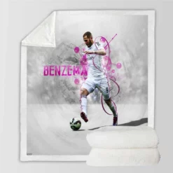 Karim Benzema Energetic Football Player Sherpa Fleece Blanket